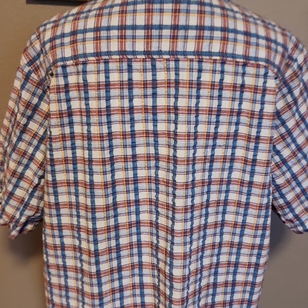Signature Levi's Cottton Country checkered plaid Short Sleeve button-down Shirt - Picture 7 of 8